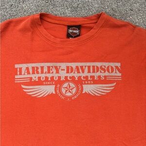 Harley Davidson Vintage Orange Long Sleeve
Shirt L Holobek RN 72199 Size Large